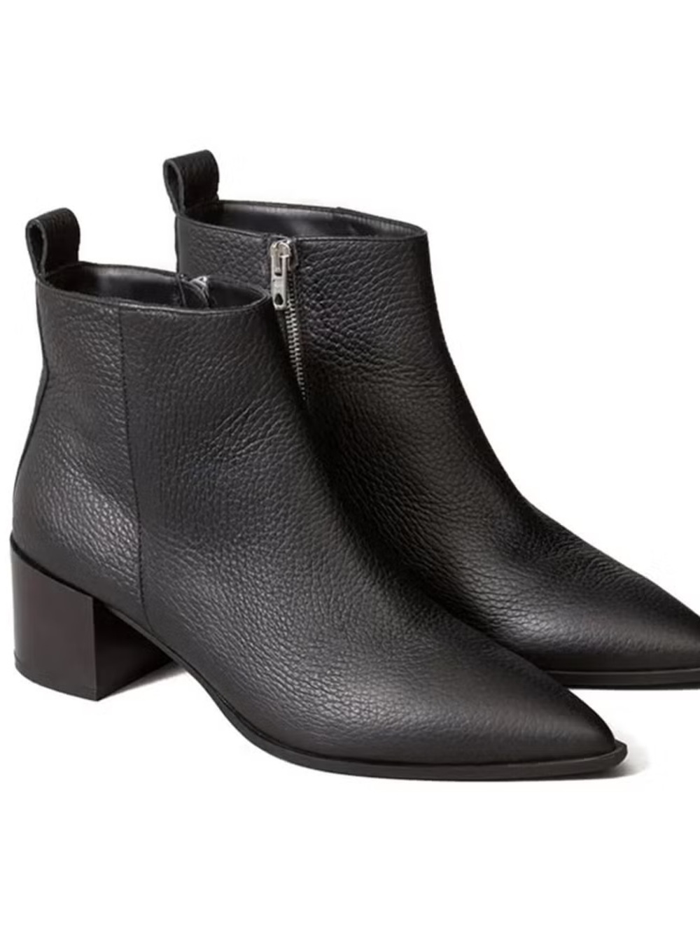 Everlane Boss Boot - Black Leather Pointed Ankle Boot with Block Heel